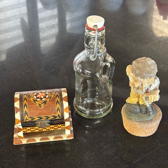 Other - Vintage Glass Bottle Treasure Chest Trinkets